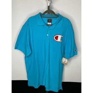 𝅺nwt Champion Knit Tidal Wave Turquoise SS Polo Shirt Mens Large NEW